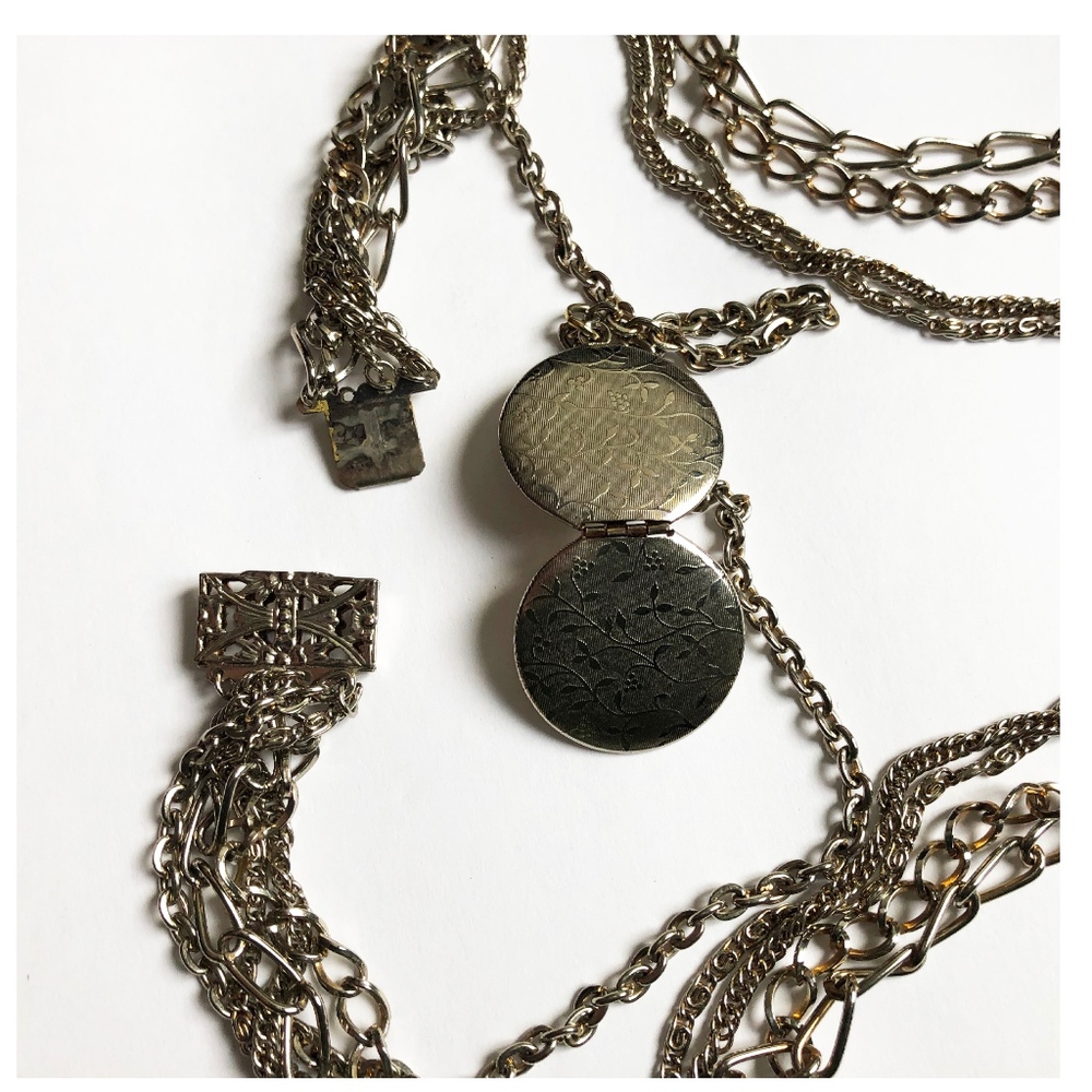 Locket Multi Chain Necklace Silver - Picture 5 of 5